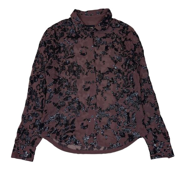 Rachel Comey Thyme Floral Sequin Button Up Shirt Women's 8 - Picture 1 of 10